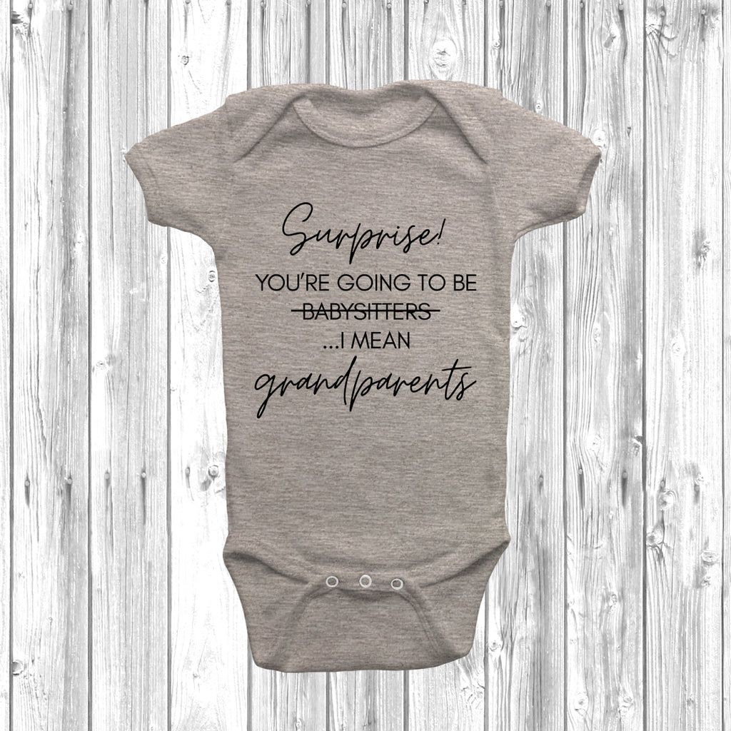 Get trendy with Surprise You're Going To Be Grandparents Baby Grow - Baby Grow available at DizzyKitten. Grab yours for £8.45 today!