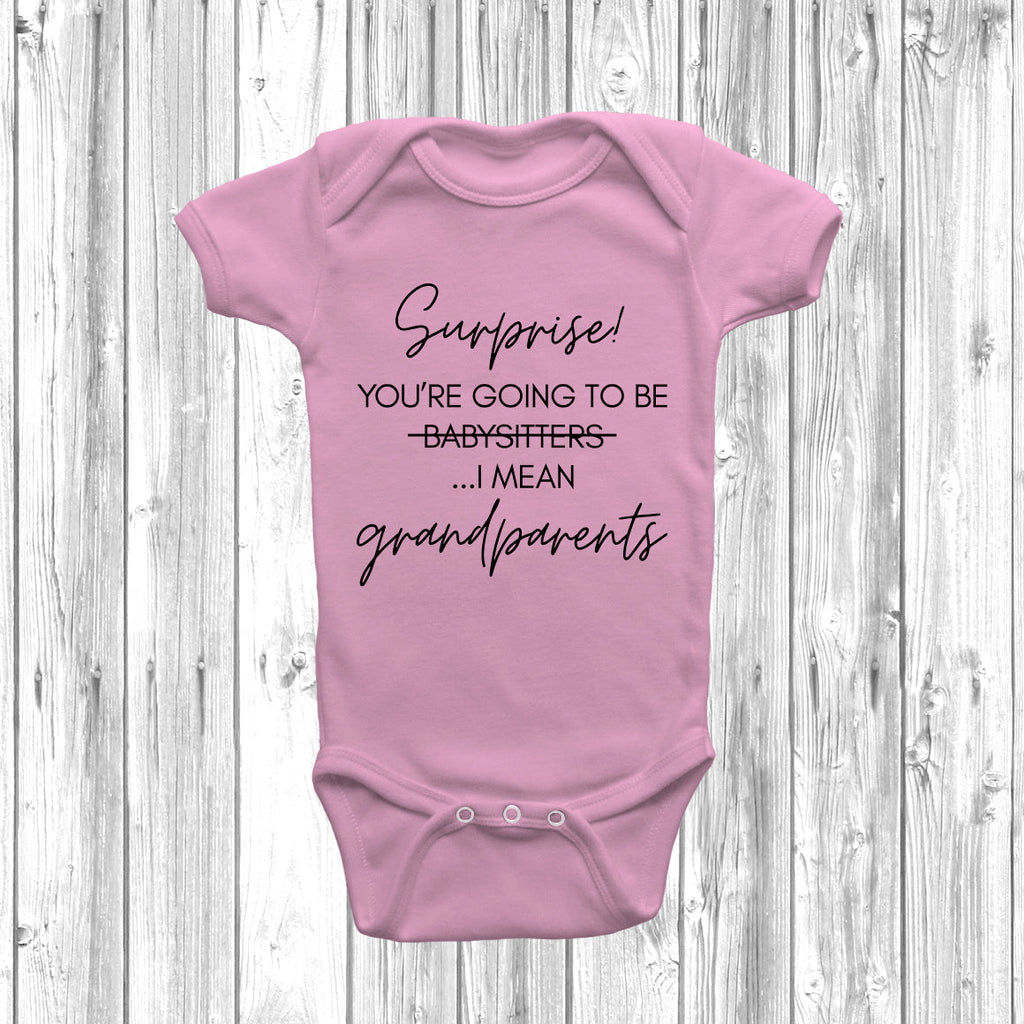 Get trendy with Surprise You're Going To Be Grandparents Baby Grow - Baby Grow available at DizzyKitten. Grab yours for £8.45 today!