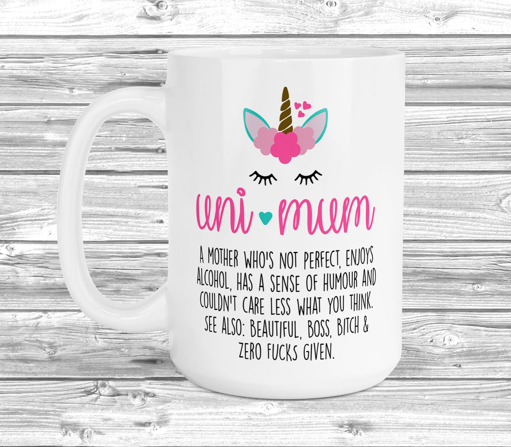 Get trendy with Uni Mum 15oz Mug - Mug available at DizzyKitten. Grab yours for £13.99 today!